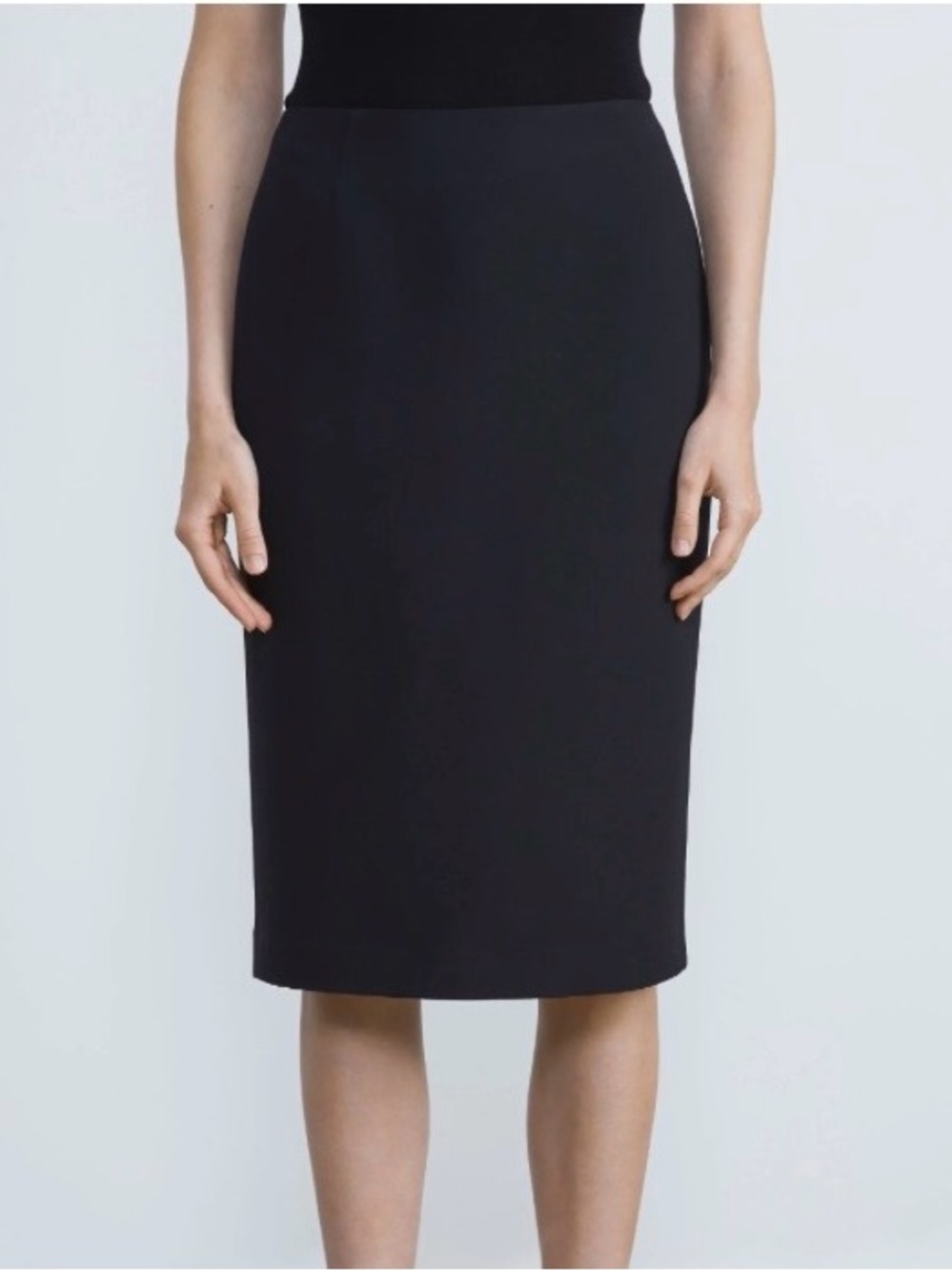 Lafayette 148 New York Lucina Nouveau Crepe Pencil Skirt In Black Size 16